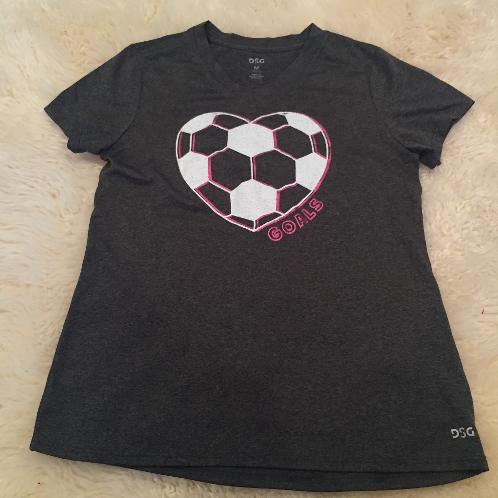 Girls M Sports Soccer Pink Short Sleeve T-Shirt